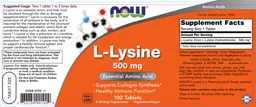 Label for L-Lysine 500 mg