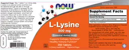 Label for L-Lysine 500 mg