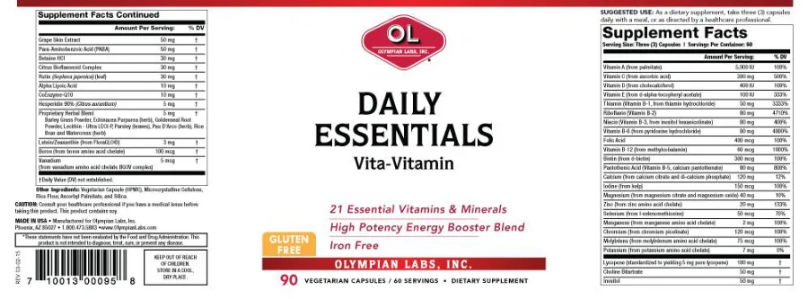 Label for Daily Essentials