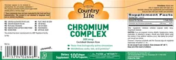Label for Chromium Complex 200 mcg
