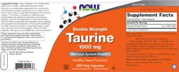 Label for Double Strength Taurine 1000 mg