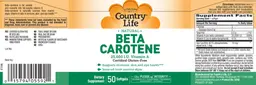 Label for Natural Beta Carotene 25,000 IU Vitamin A