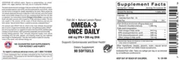 Label for Omega-3 Once Daily Natural Lemon Flavor