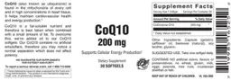 Label for CoQ10 200 mg