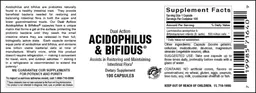 Label for Acidophilus & Bifidus