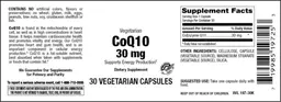 Label for CoQ10 30 mg