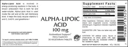 Label for Alpha-Lipoic Acid 100 mg