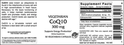 Label for Vegetarian CoQ10 300 mg