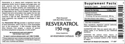 Label for Resveratrol 150 mg