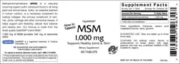 Label for MSM 1,000 mg