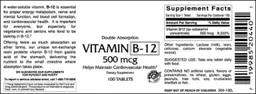 Label for Vitamin B-12 500 mcg