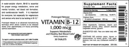 Label for Vitamin B-12 1,000 mcg