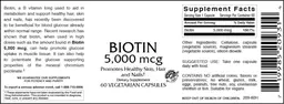 Label for Biotin 5,000 mcg