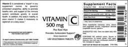Label for Vitamin C 500 mg Plus Rose Hips