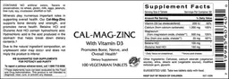 Label for Cal-Mag-Zinc With Vitamin D3