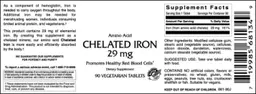 Label for Chelated Iron 29 mg