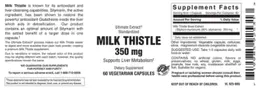 Label for Milk Thistle 350 mg