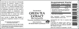 Label for Green Tea Extract