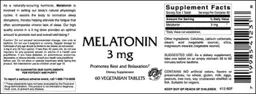 Label for Melatonin 3 mg