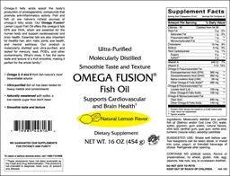 Label for Omega Fusion Fish Oil Natural Lemon flavor