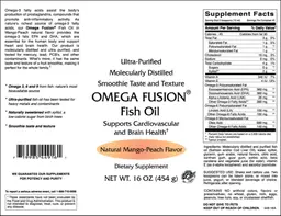 Label for Omega Fusion Fish Oil Natural Mango-Peach flavor
