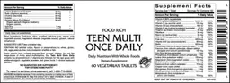Label for Teen Multi Once Daily
