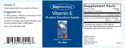 Label for Vitamin E