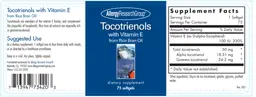 Label for Tocotrienol With Vitamin E From Rice Bran Oil