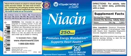 Label for Niacin 250 mg