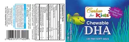 Label for Chewable DHA Great Bubble Gum Taste!
