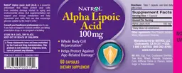 Label for Alpha Lipoic Acid 100 mg
