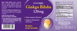 Label for Ginkgo Biloba 120 mg
