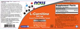 Label for L-Carnitine 500 mg