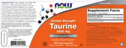 Label for Double Strength Taurine 1000 mg