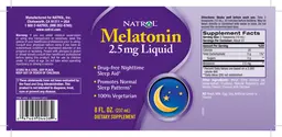 Label for Melatonin 2.5 mg Liquid