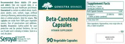Label for Beta-Carotene Capsules
