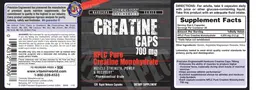 Label for Creatine Caps 700 mg