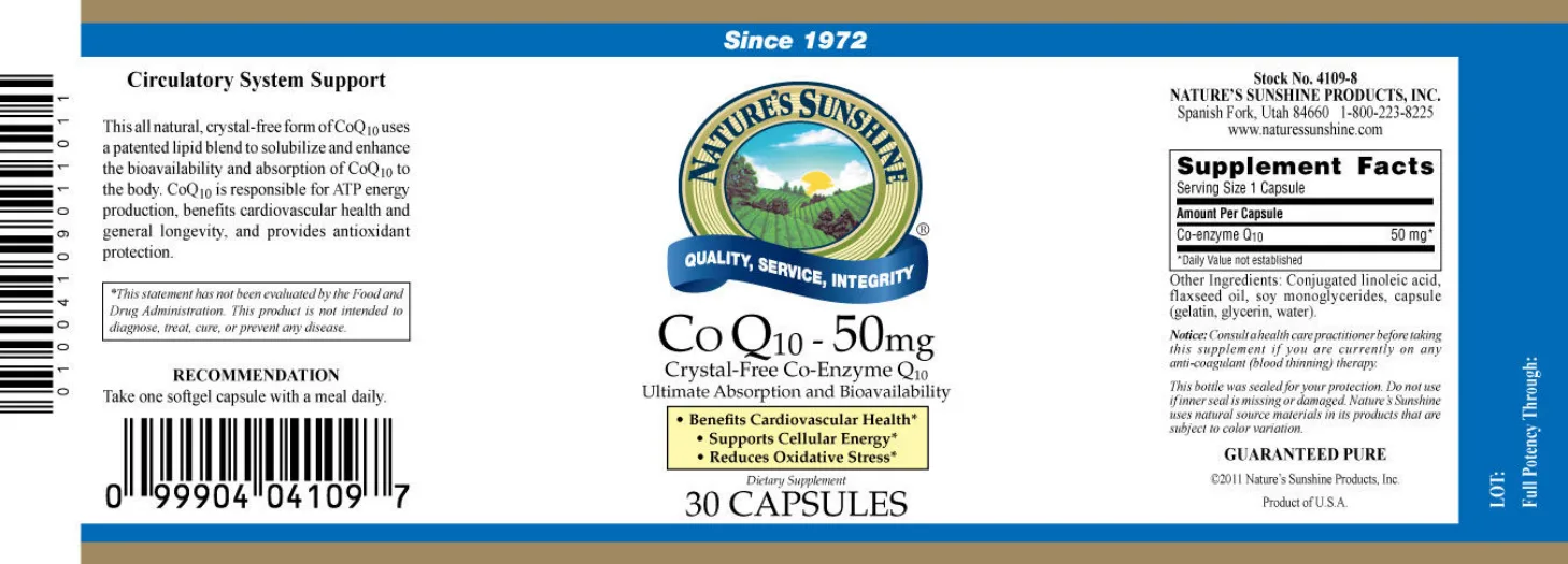 Label for Co Q10 - 50 mg