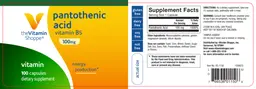 Label for Pantothenic Acid 100 mg