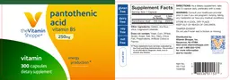 Label for Pantothenic Acid 250 mg