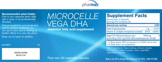 Label for Microcelle Vega DHA