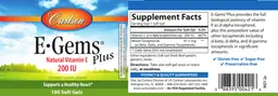 Label for E-Gems Plus 200 IU
