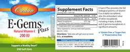Label for E-Gems Plus 200 IU