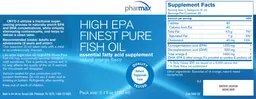 Label for High EPA Finest Pure Fish Oil Natural Orange Flavor