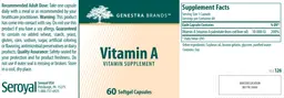 Label for Vitamin A