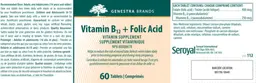 Label for Vitamin B12 + Folic Acid