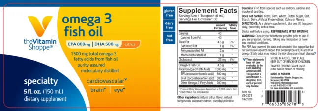 Label for Omega 3 Fish Oil Citrus