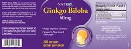 Label for Ginkgo Biloba 60 mg
