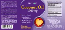 Label for Coconut Oil 1000 mg
