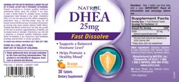 Label for DHEA 25 mg Orange Natural Cream Flavor
